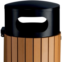 Round bin with wood-effect secure lid 60 litres