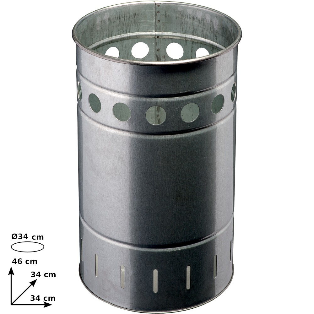 Urban round bin 35 litres in galvanised steel