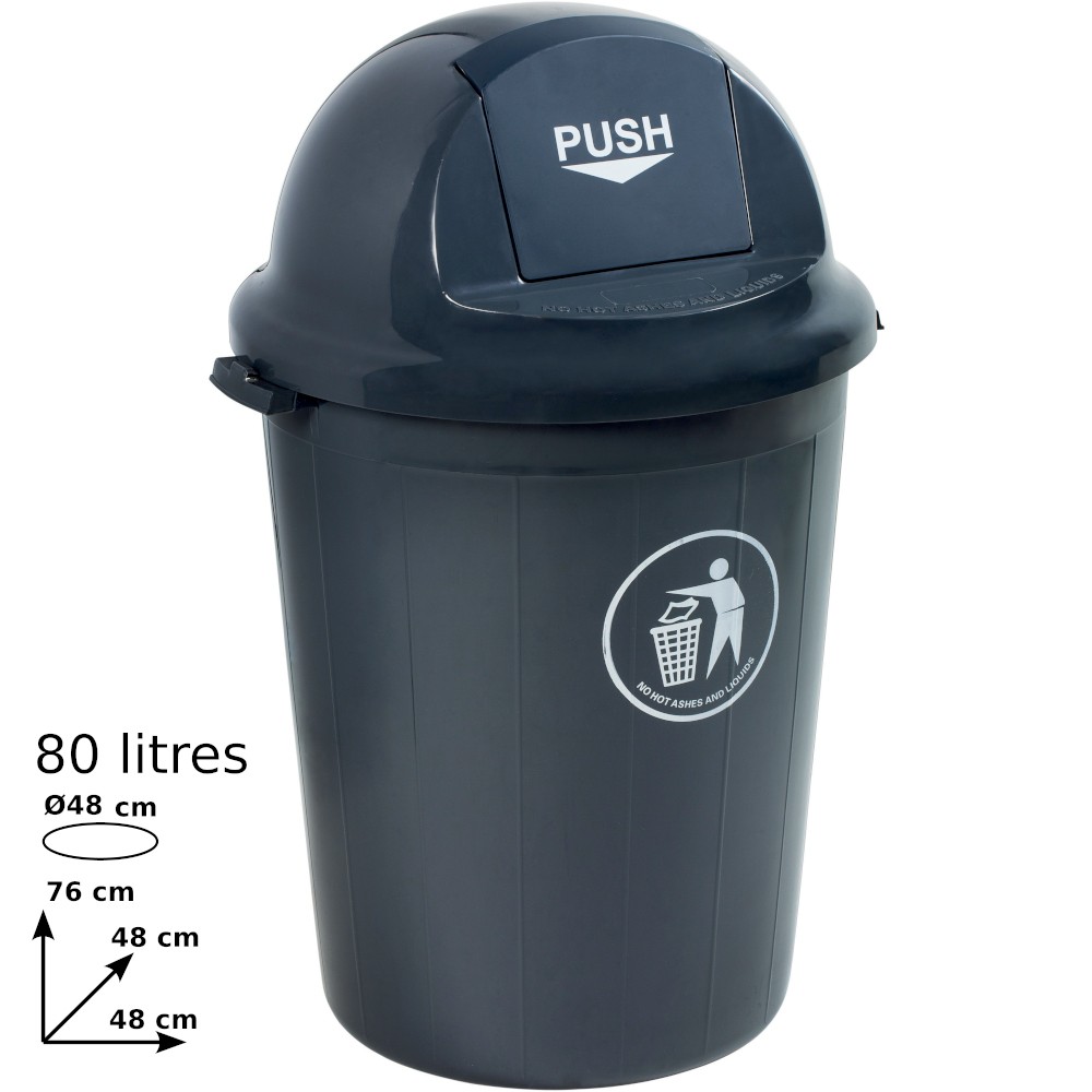 80-litre grey bin with flap