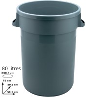 Round grey plastic tray 80 litres