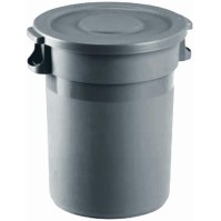 Round plastic tray with grey lid 80 litres