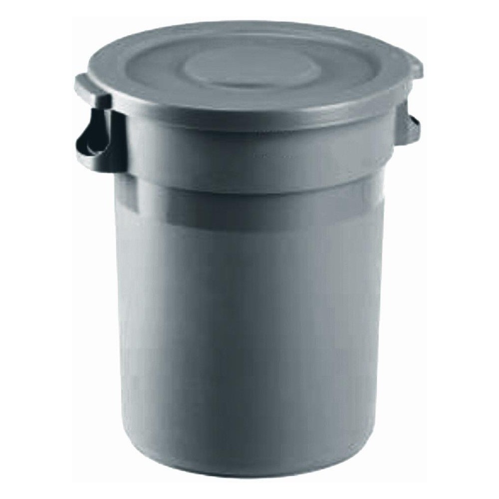 Round plastic tray with grey lid 80 litres