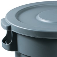 Round plastic tray with grey lid 80 litres