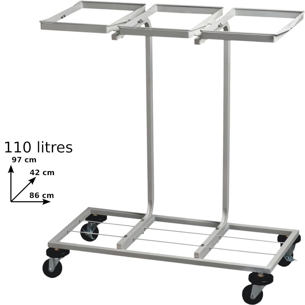 Mobile triple selective sorting bin bag holder