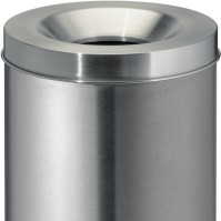 Fire-resistant bin 50 litres brushed stainless steel