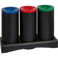 Eco-friendly fire-resistant selective sorting station 3 x 70 litres