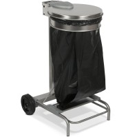 Mobile stainless steel bin bag holder 110 litres