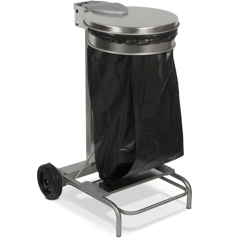 Mobile stainless steel bin bag holder 110 litres