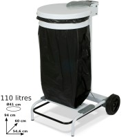 Mobile steel bin bag holder 110 litres