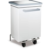 Streamlined pedal container 70 litres white painted steel