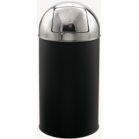 Black steel dome bin with stainless steel lid 40 litres