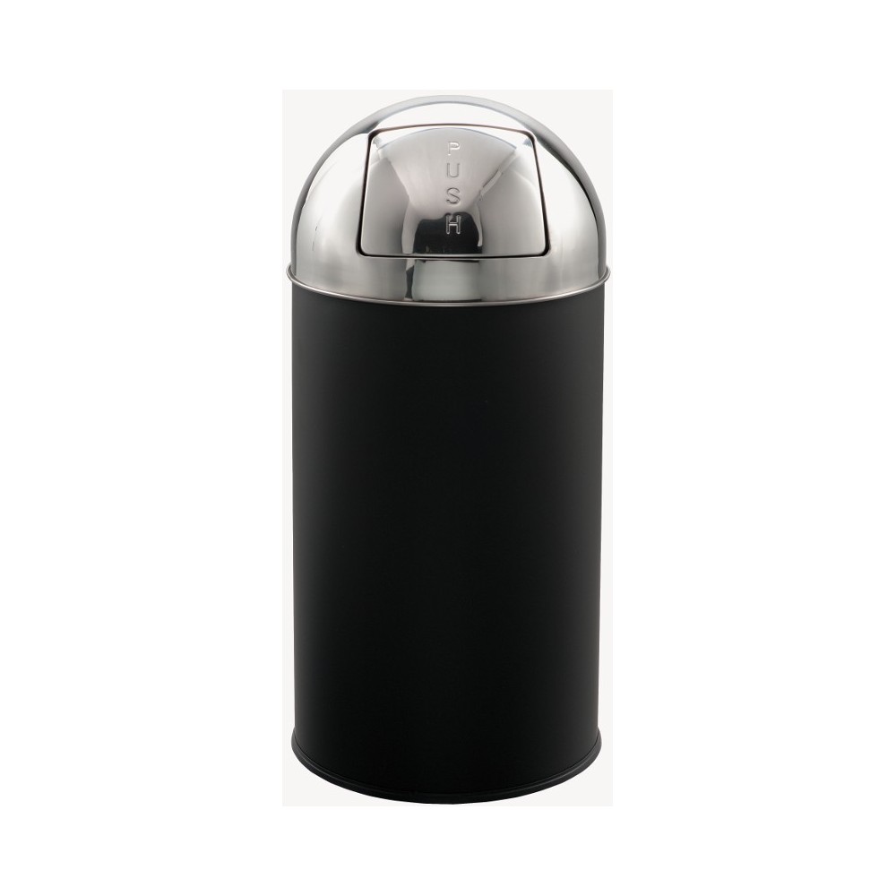 Black steel dome bin with stainless steel lid 40 litres