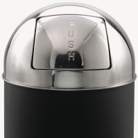 Black steel dome bin with stainless steel lid 40 litres