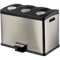 Pedal bin with three compartments for selective sorting, 3x12 litres