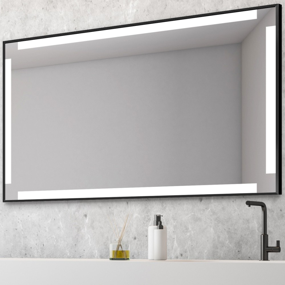 Rectangular LED mirror for modern bathrooms