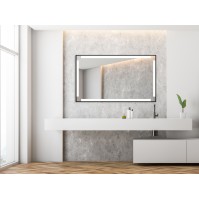 Large rectangular LED mirror for modern bathrooms