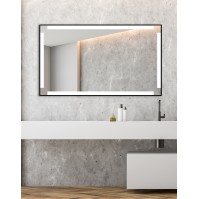 Custom-made rectangular LED mirror for modern bathrooms