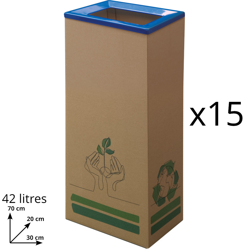 42L Cardboard Bin with Eco-Friendly Blue Lid