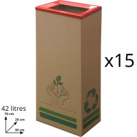 42L Cardboard Bin with Eco-Friendly Red Lid