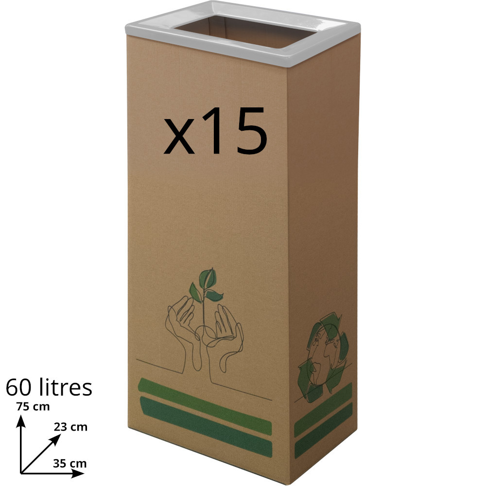 Papierkorb aus Karton 60L modernes Büro-Recycling