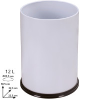 White 12L paper bin classic design elegant practical