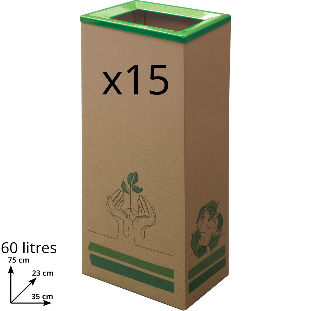 60L Cardboard Bin with Eco-Friendly Green Lid