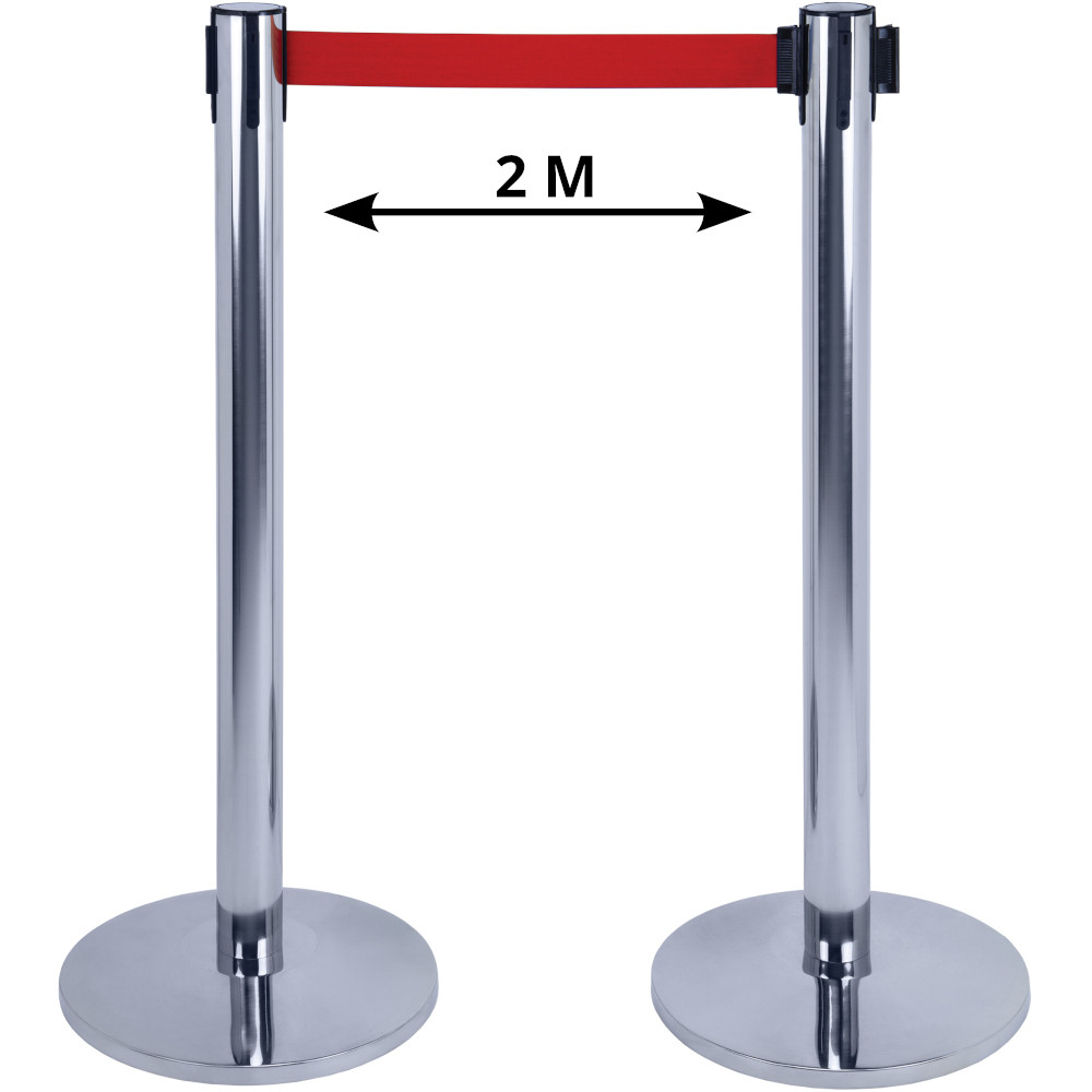 Stainless steel posts with red belt guidance