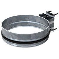 Round wall-mounted galvanised steel bin bag holder.