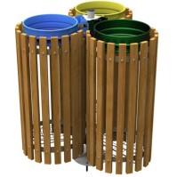 Post for triple-stream bin bag holder