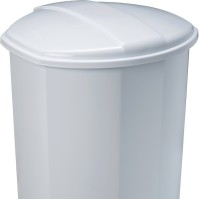 Set of 2 white pedal bins 50 litres with plastic lid actuation bar