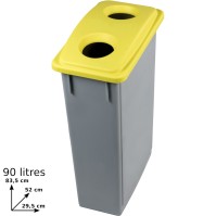 Yellow lid bin can and bottle