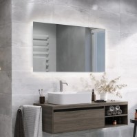 Rectangular mirror with backlighting