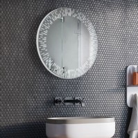 Modern round bathroom mirror with LED lighting