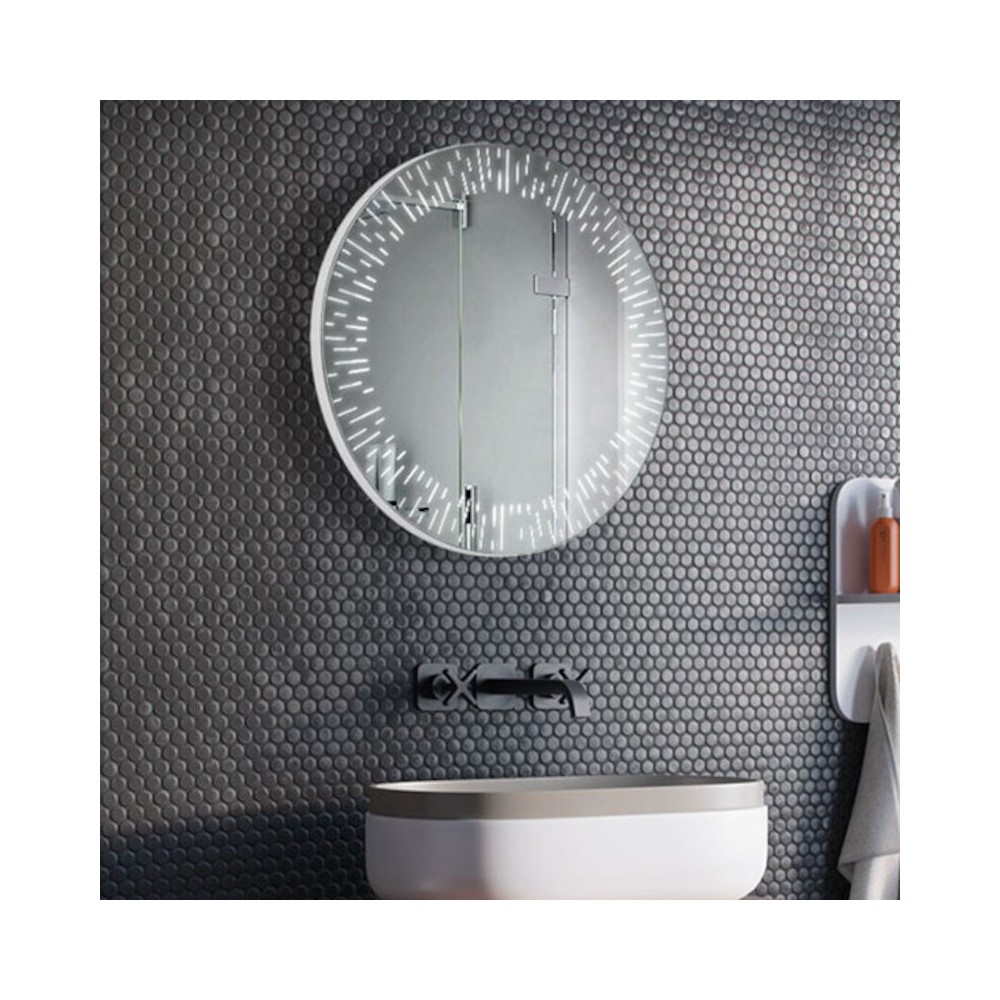 Modern round bathroom mirror with LED lighting