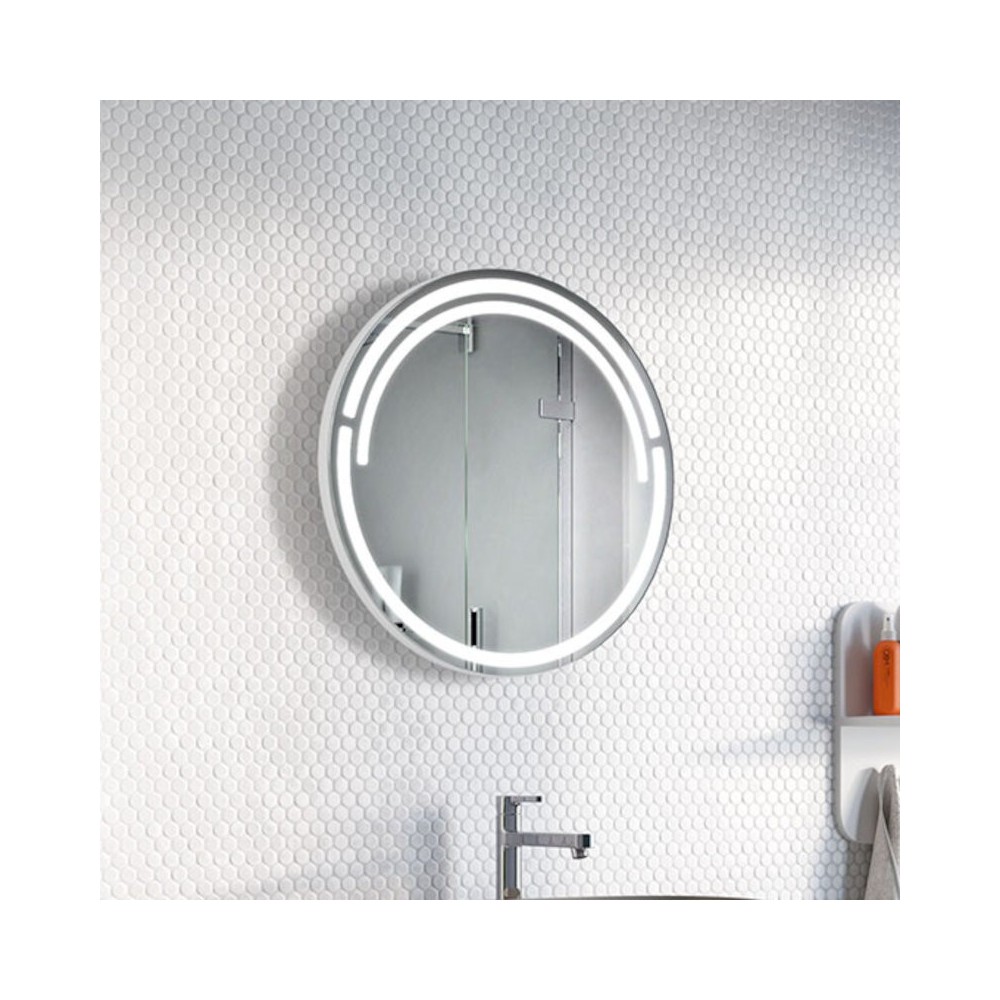 Round illuminated mirror for bathroom