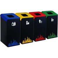 Yellow Rubi EVO 80 L selective sorting bin: public space bin for sorting waste. Ideal for public spaces.