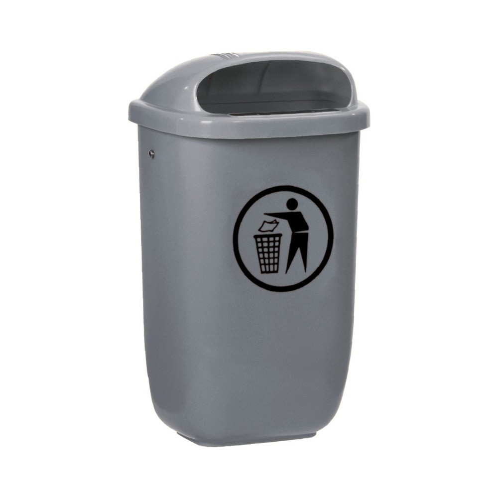 Standard grey wall-mounted urban bin 50 litres: ideal for tidying and organising your space.