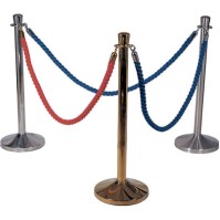 Stainless steel shiny delineator post with a weighted base by a polypropylene weight for optimal stability.