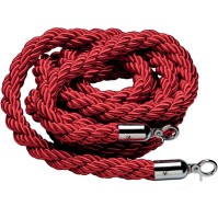 Bordeaux cord with 2 shiny stainless steel hooks for rope safety marking.