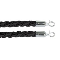 Black cord 3 cm with 2 shiny stainless steel hooks. An elegant and durable accessory for all your needs.