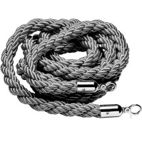 Grey cord 2 shiny stainless steel hooks 1.50 m, quality & durability