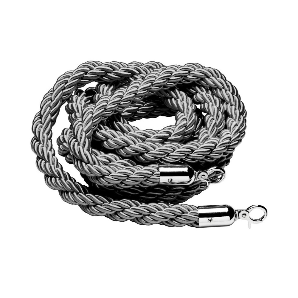 Grey cord 2 shiny stainless steel hooks 1.50 m, quality & durability