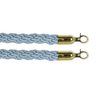 Thick grey rope with 2 shiny stainless steel hooks. A robust and durable product for long-term use.