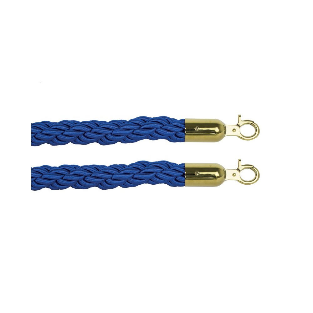 Blue cord with 2 golden hooks: elegant and durable spectator barrier cord with 2 golden hooks.