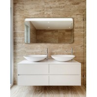 Mirror with rounded corners and triple LED with many dimensions available.