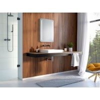 Modern mirror with rounded corners and vertical lines, easy to mount