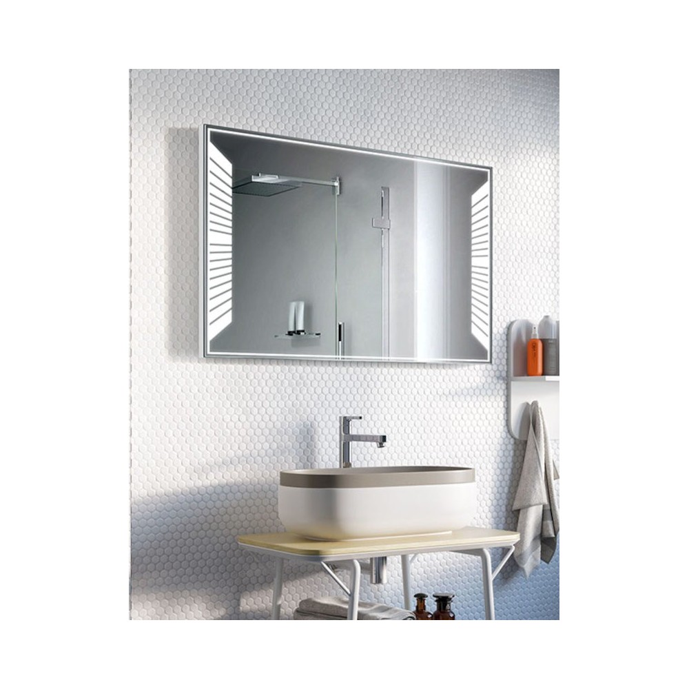 bathroom mirror with rectangular light luminous piano