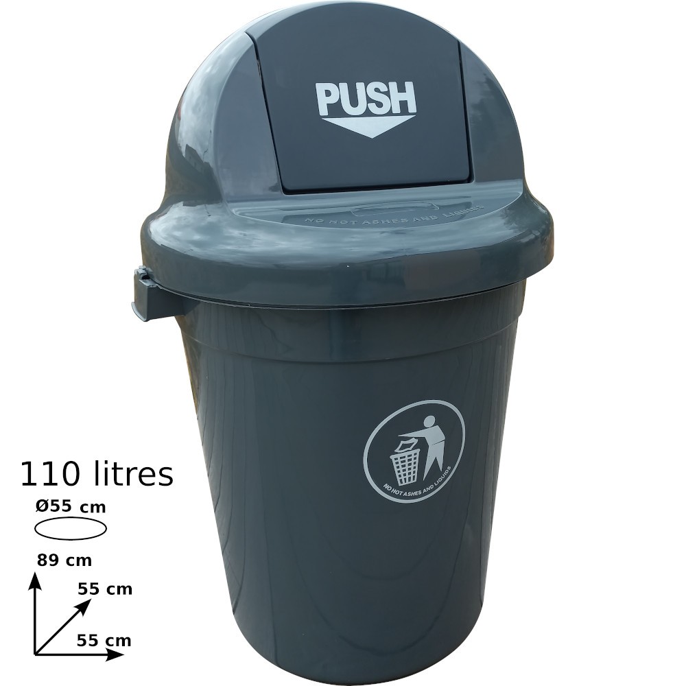 110-litre grey bin with flap, practical and robust