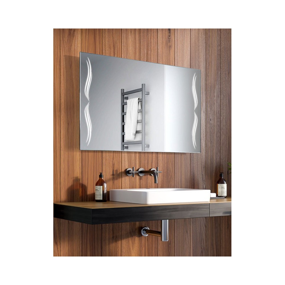 Rectangular moustache LED mirror with luminous decor