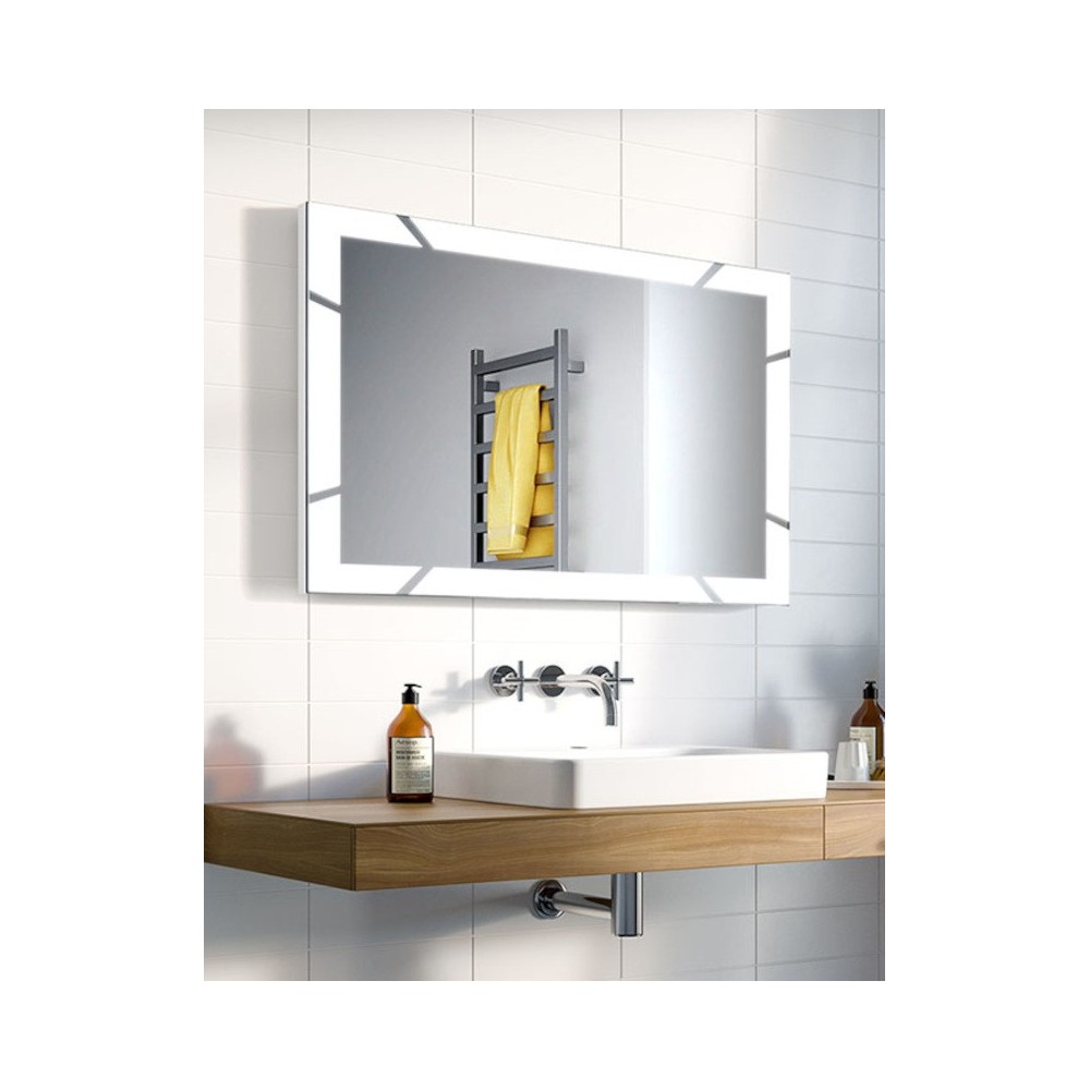 rectangular mirror with powerful LED lighted frame